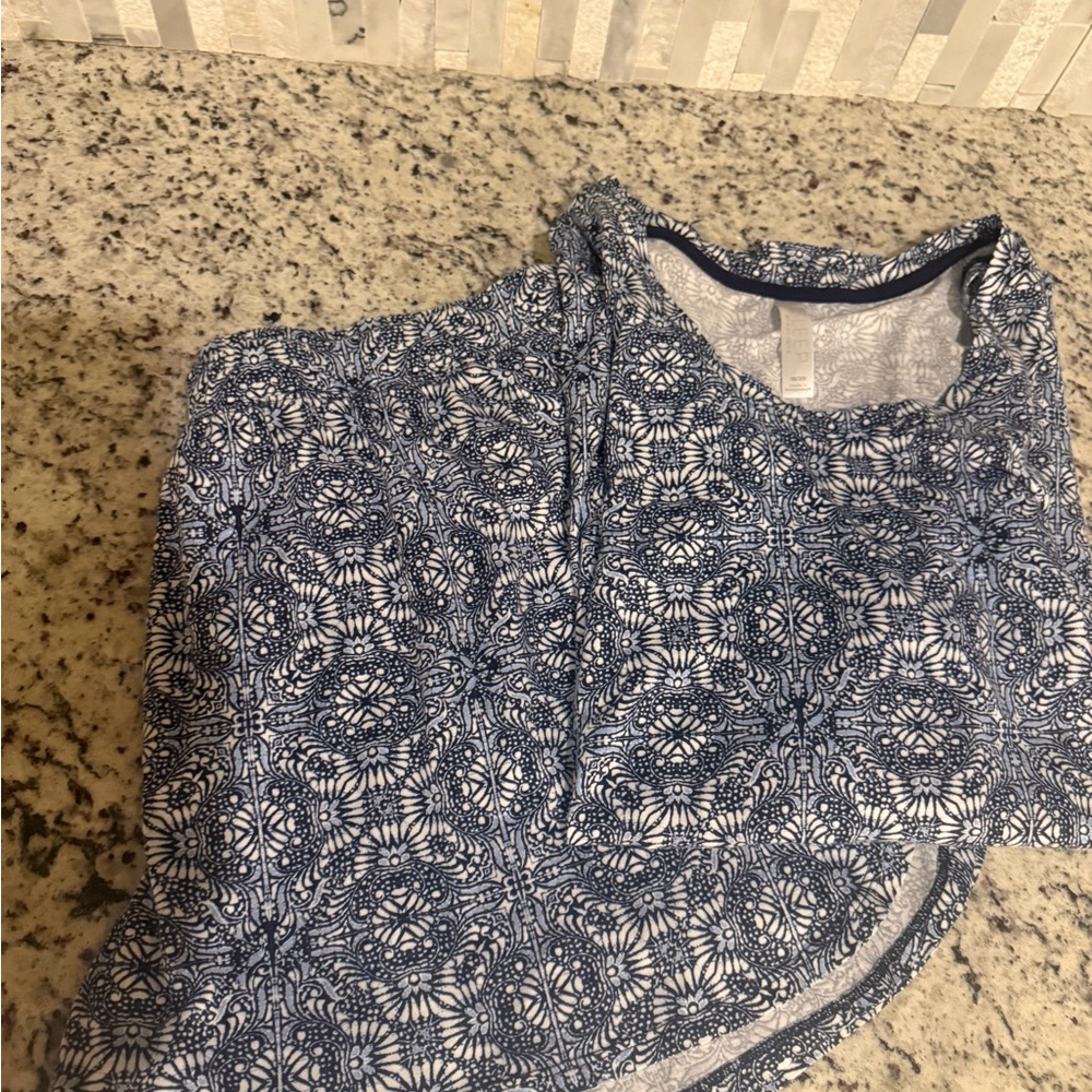 Cacique 100% Cotton Navy and White Geometric Print Tank Top and Shorts